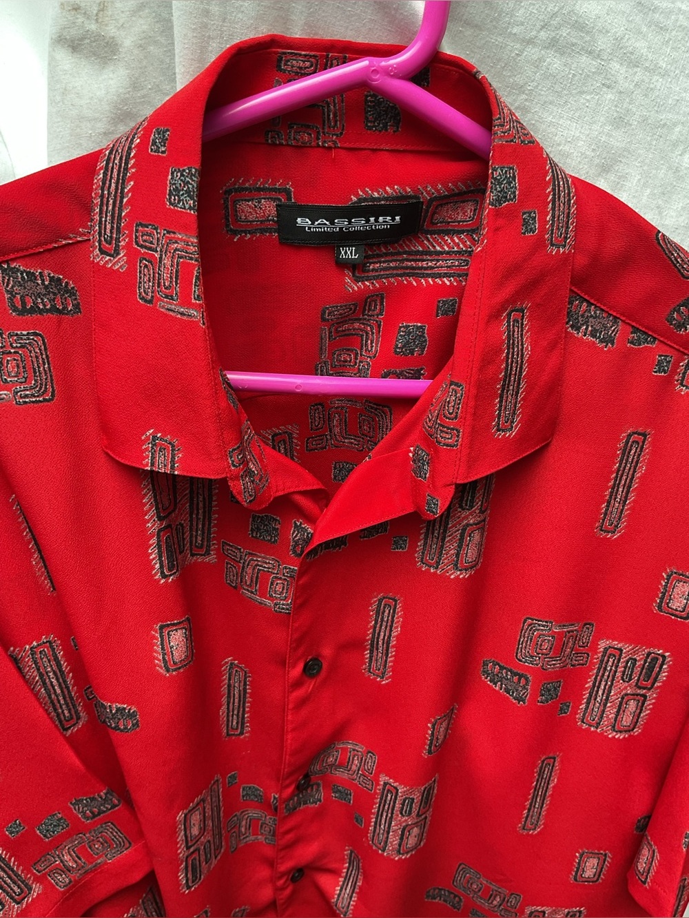 BASSIRI RED Geometric Print Button-Down Shirt